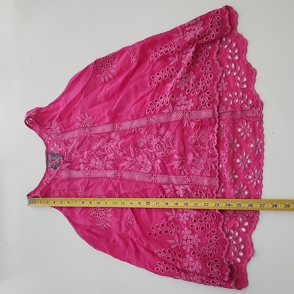 Johnny Was Pink Eyelet Floral Tank Top Embroidered extra small - Picture 8 of 9